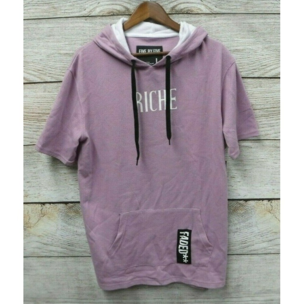 Five by Five by Master Piece Mens Large Purple Thermal Hooded Richie Shirt New